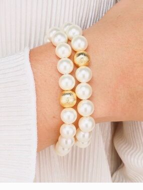 Budhagirl Mala bracelets- Classic Pearl and Gold Bead Bracelet -